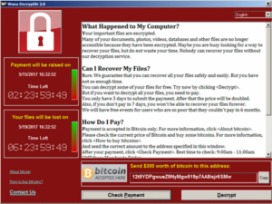 WannaCry screen capture; taken from the KrebsOnSecurity article