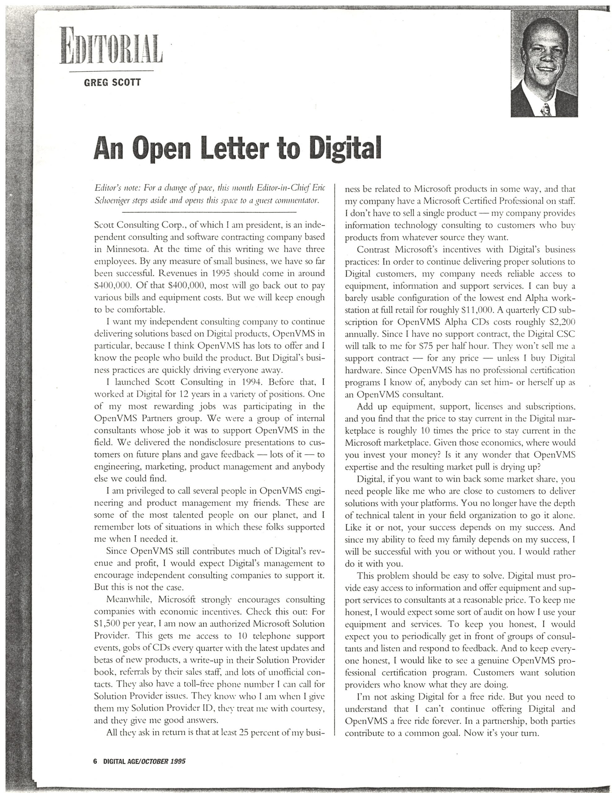 Digital Age Magazine (Formerly DEC Professional) October, 1995