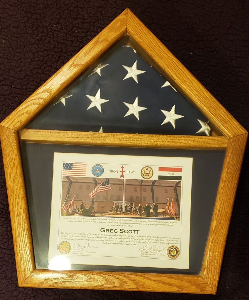 Post 9/11, I am privileged to have this flag and case.