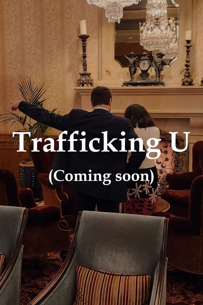 A chance encounter with a college student victim thrusts principal fraud analyst Jesse Jonsen out of her high tech office into a street-battle against sex traffickers and her own dark past.

Trafficking U, coming soon