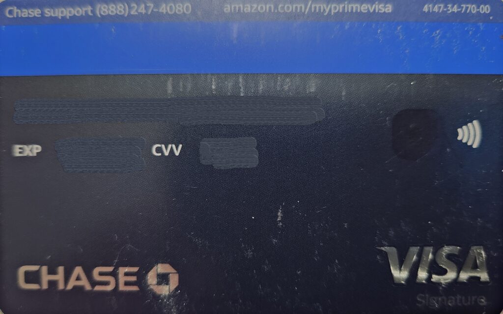 The phone phishing scam started with a call about this Chase Bank Amazon Visa card.