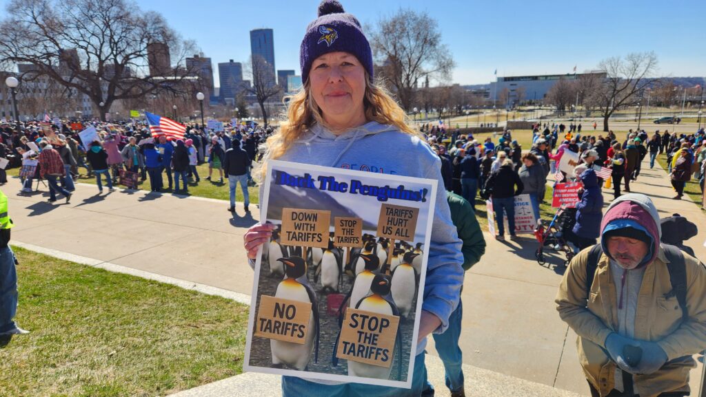 Picture of a sign from the April 5, 2025 Hands Off protest rally at the state capitol in St. Paul, Minnesota.