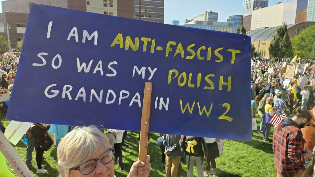 A sign at the Oct. 28, 2025 Minneapolis No Kings rally.