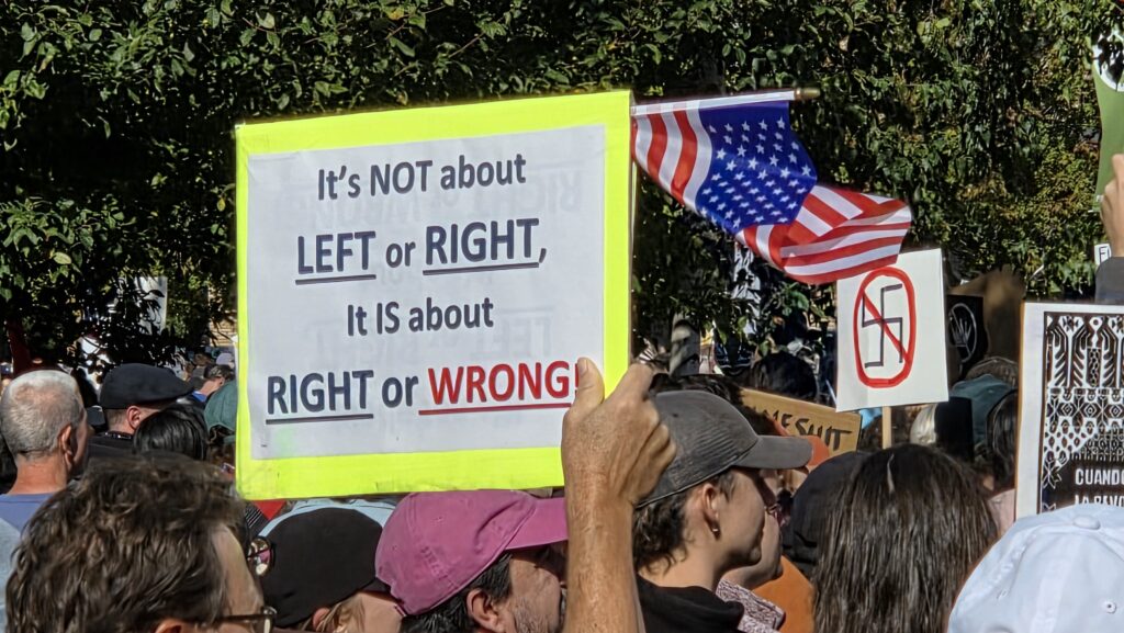 A sign at the Oct. 28, 2025 Minneapolis No Kings rally.
