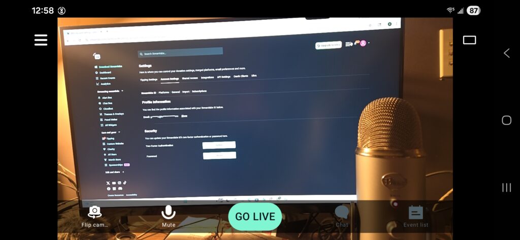 Using Streamlabs on your phone to run a portable livestream.