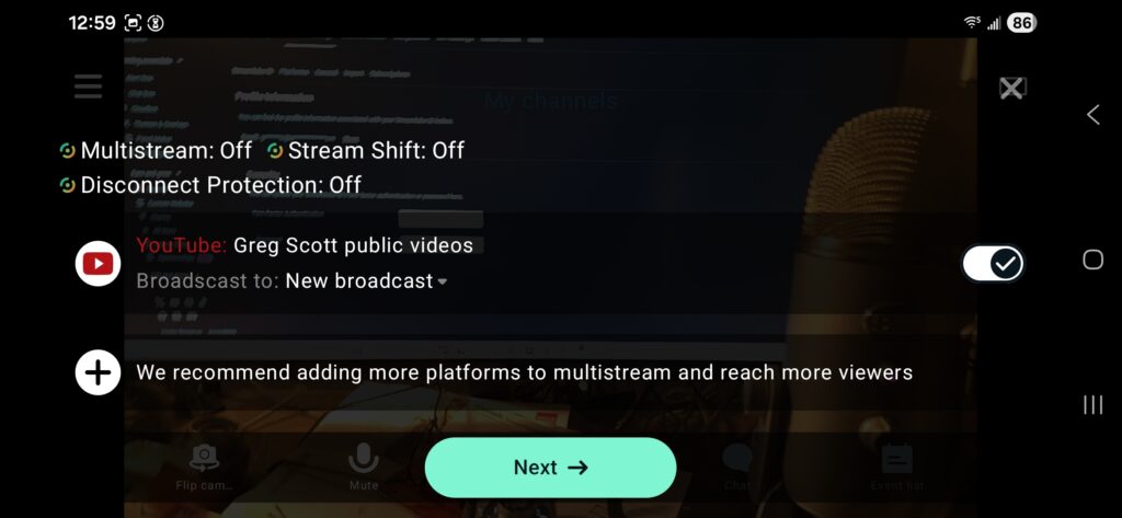 Using Streamlabs on your phone to run a portable livestream.