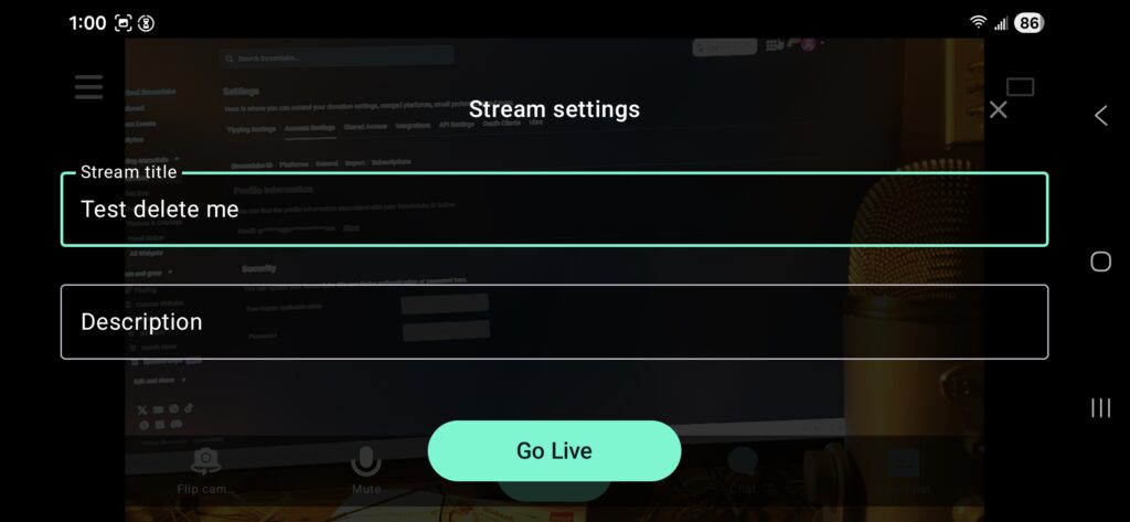 Using Streamlabs on your phone to run a portable livestream.
