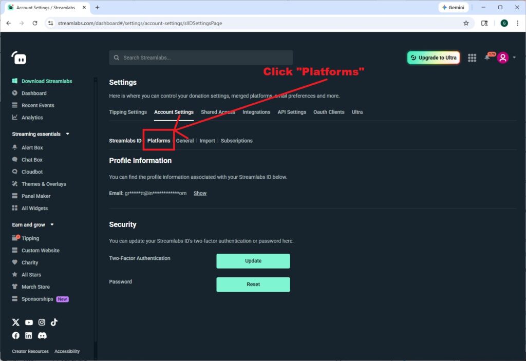 Getting ready for a livestream: set up your Streamlabs account