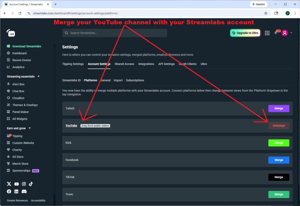Getting ready for a livestream: set up your Streamlabs account