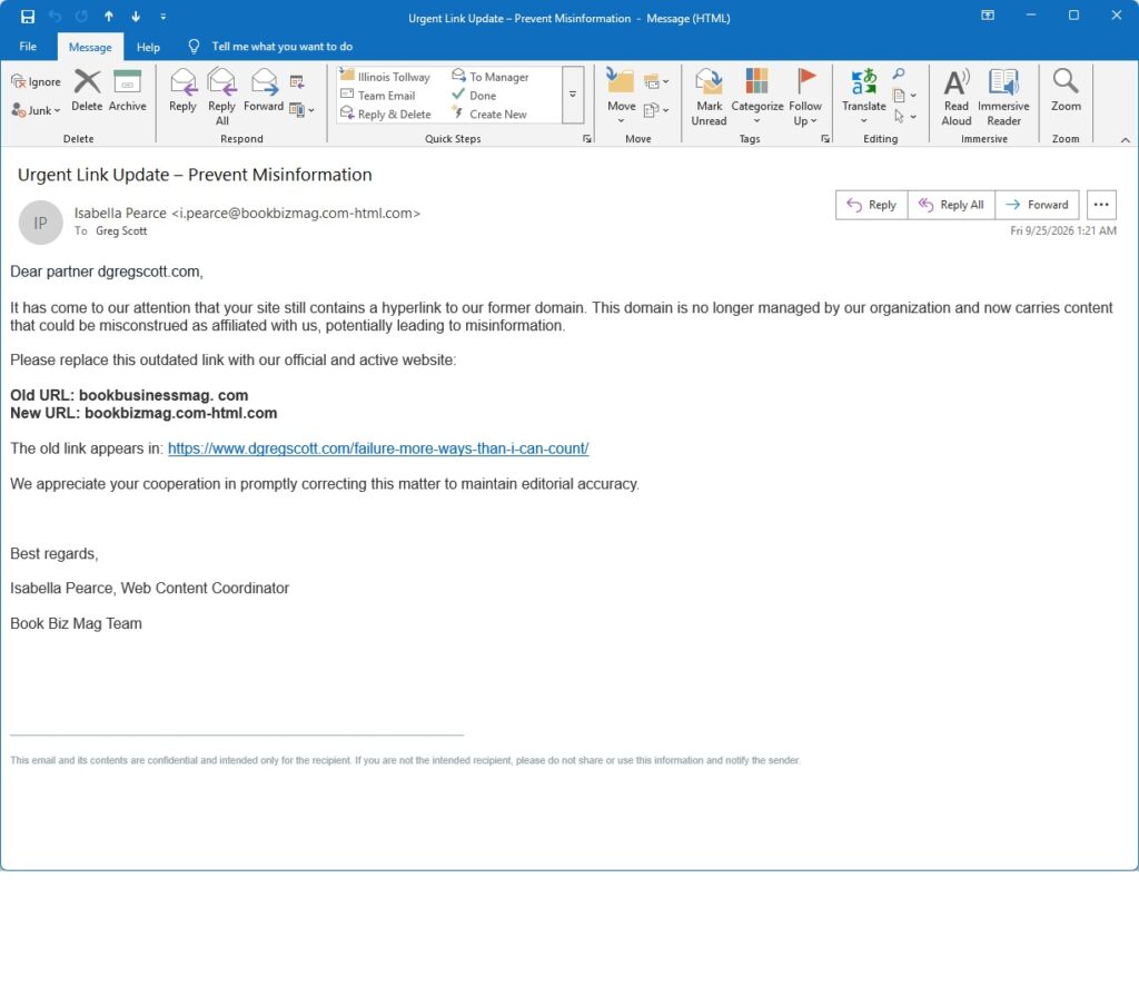 Somebody tried to entice me to amplify a URL hijack attack.